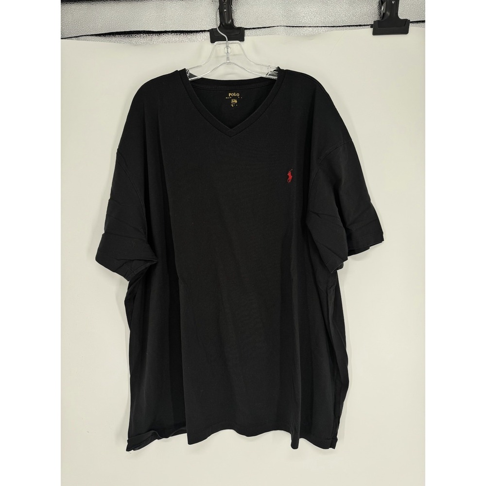 Polo Ralph Lauren T Shirt 3XL Big 3XB Black Cotton Short Sleeve V Neck Pony Logo